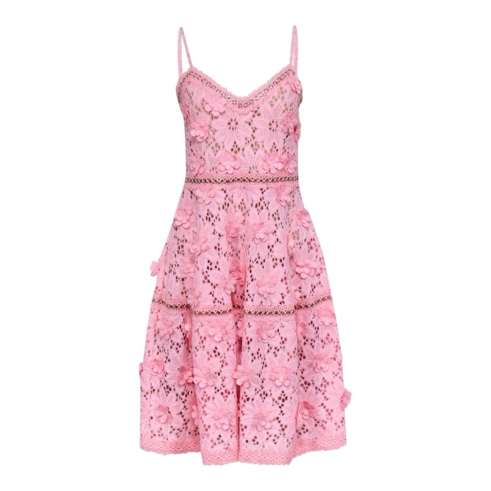 🩷Michael Kors🩷Pink 3D Floral Lace spaghetti strap, Dress Size 2